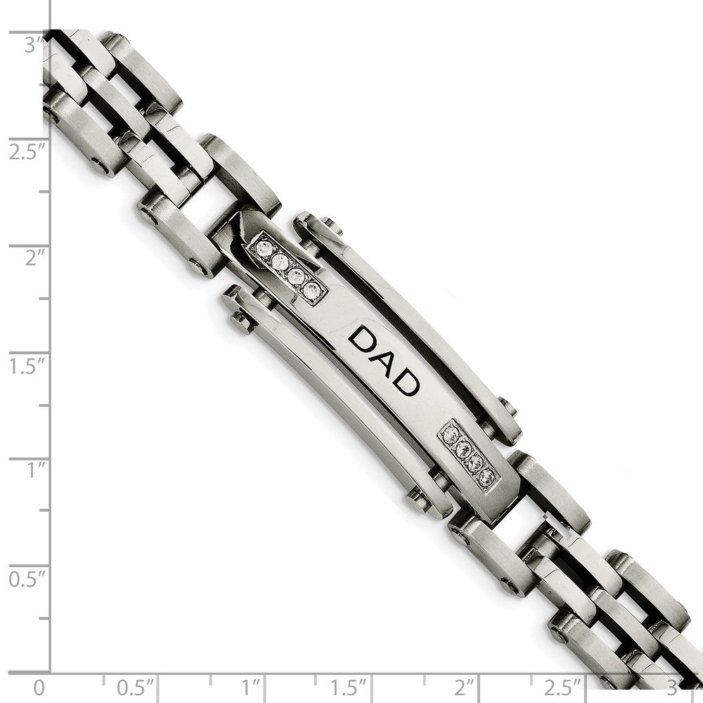 Chisel Stainless Steel Polished with CZ DAD 8.5 inch Bracelet