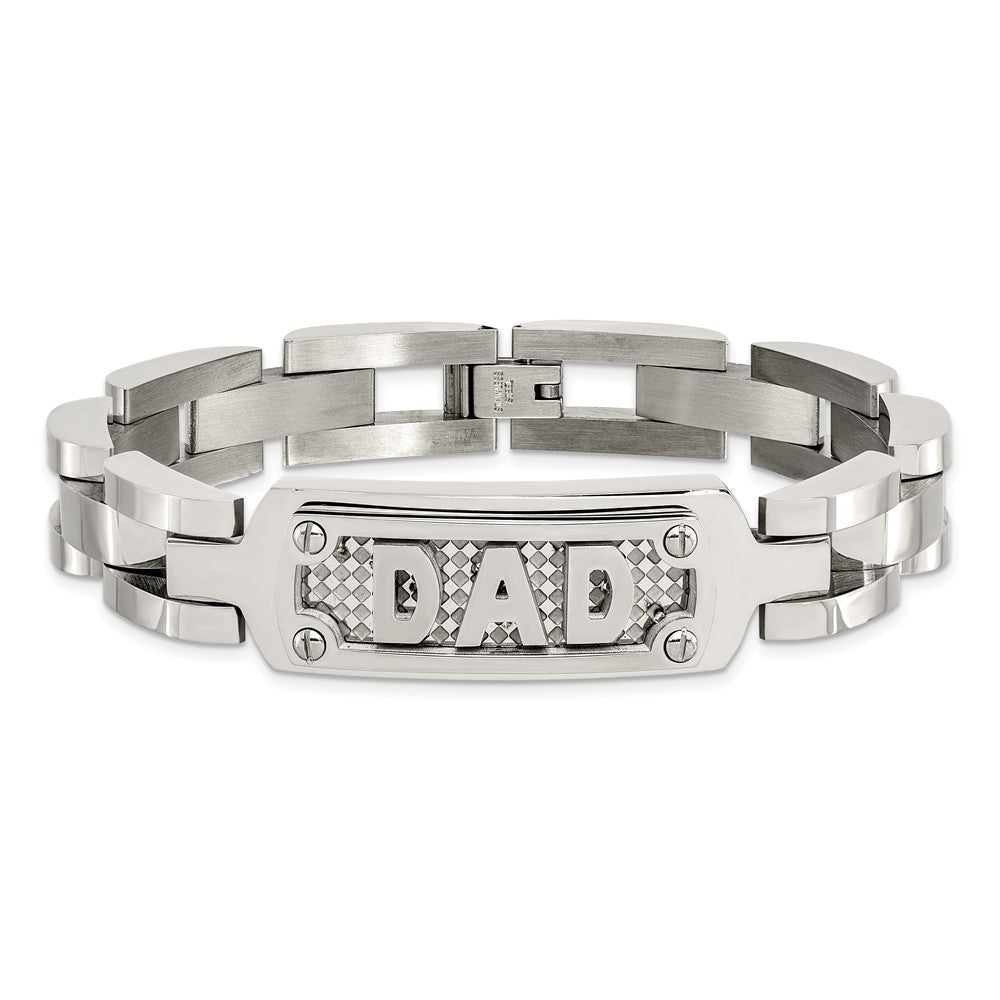 Chisel Stainless Steel Polished and Textured DAD 8.5 inch Bracelet