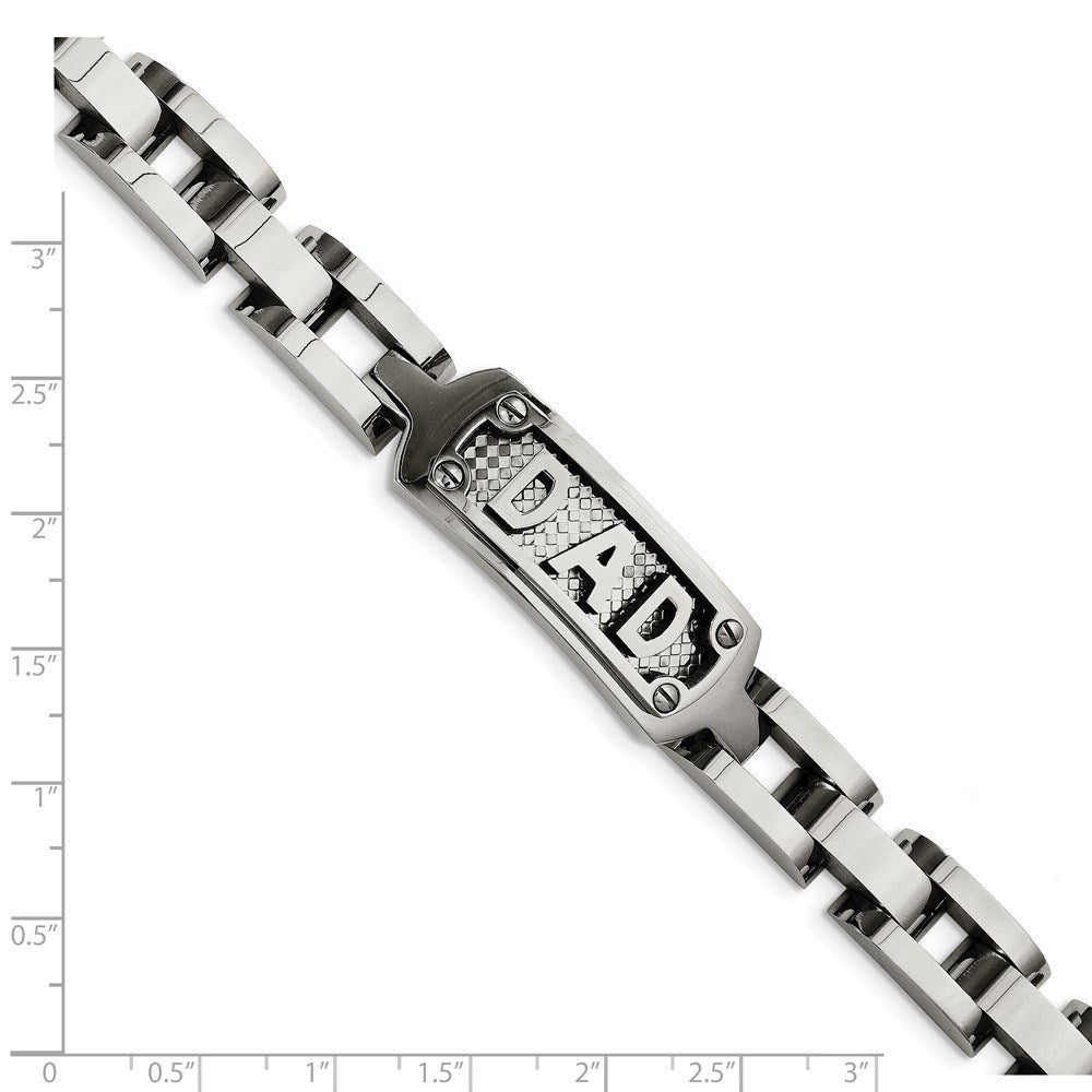 Chisel Stainless Steel Polished and Textured DAD 8.5 inch Bracelet