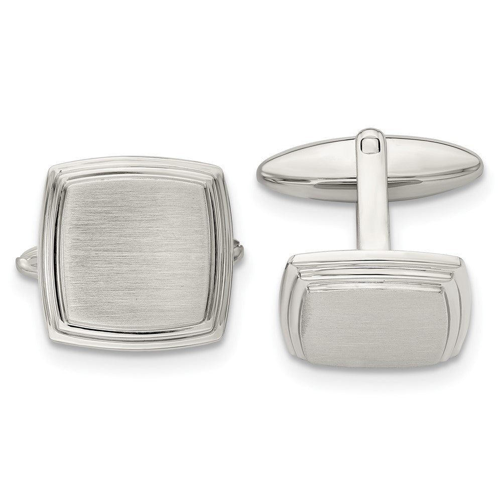 Chisel Stainless Steel Brushed and Polished Square Cufflinks