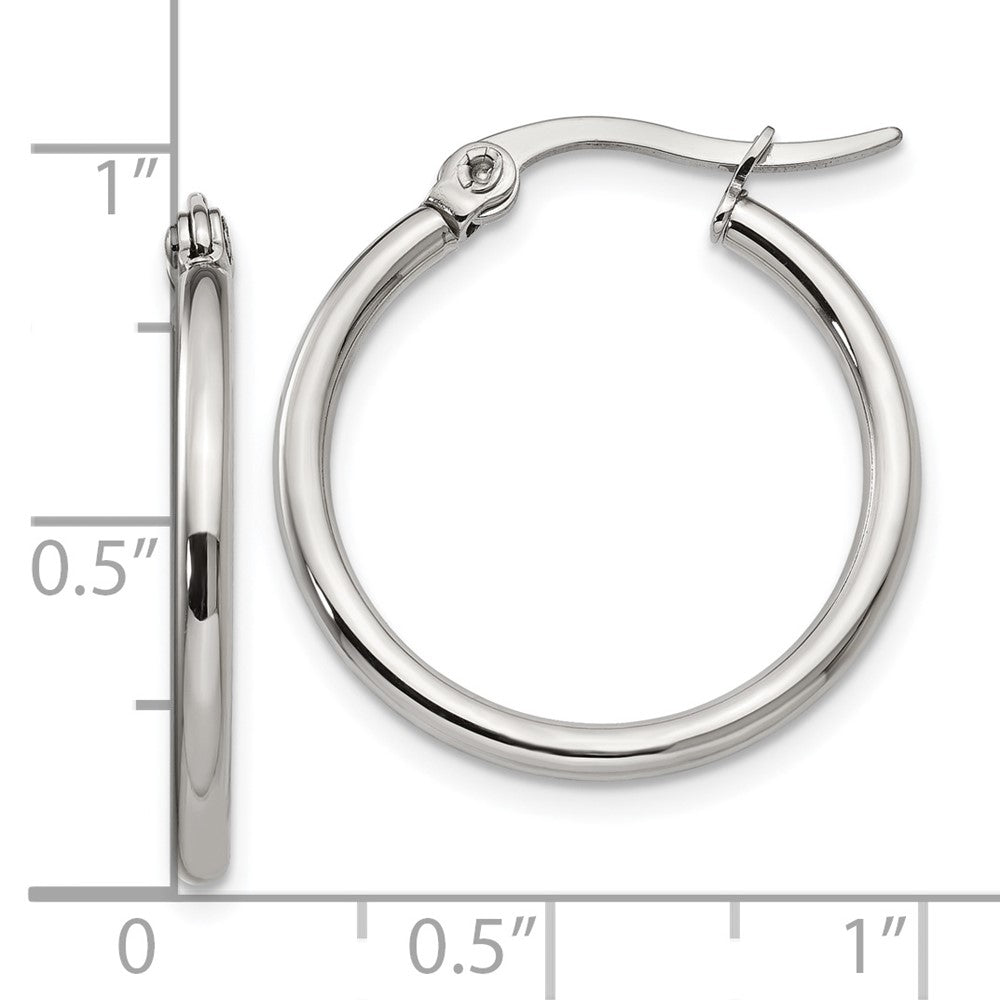 Chisel Stainless Steel Polished 22mm Diameter 2mm Hoop Earrings