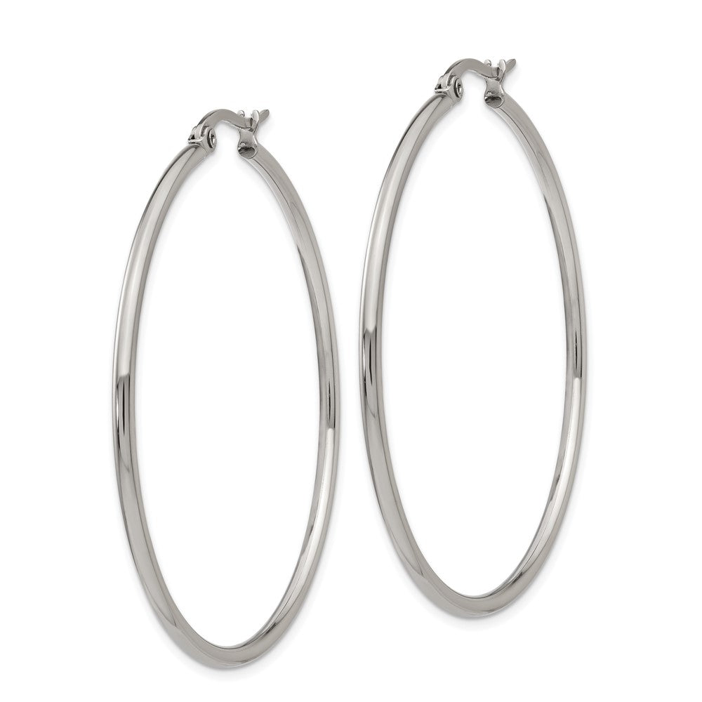 Chisel Stainless Steel Polished 48mm Diameter 2mm Hoop Earrings