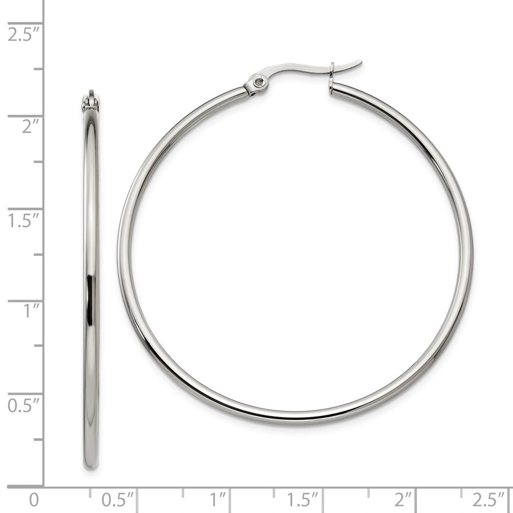 Chisel Stainless Steel Polished 48mm Diameter 2mm Hoop Earrings