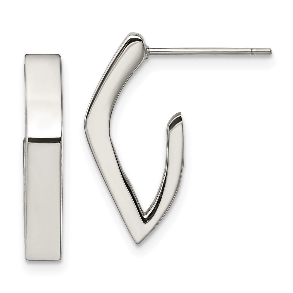 Chisel Stainless Steel Polished J Post Earrings