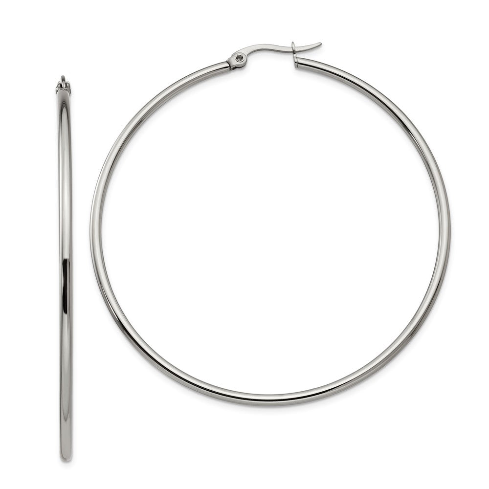 Chisel Stainless Steel Polished 60mm Diameter 2mm Hoop Earrings