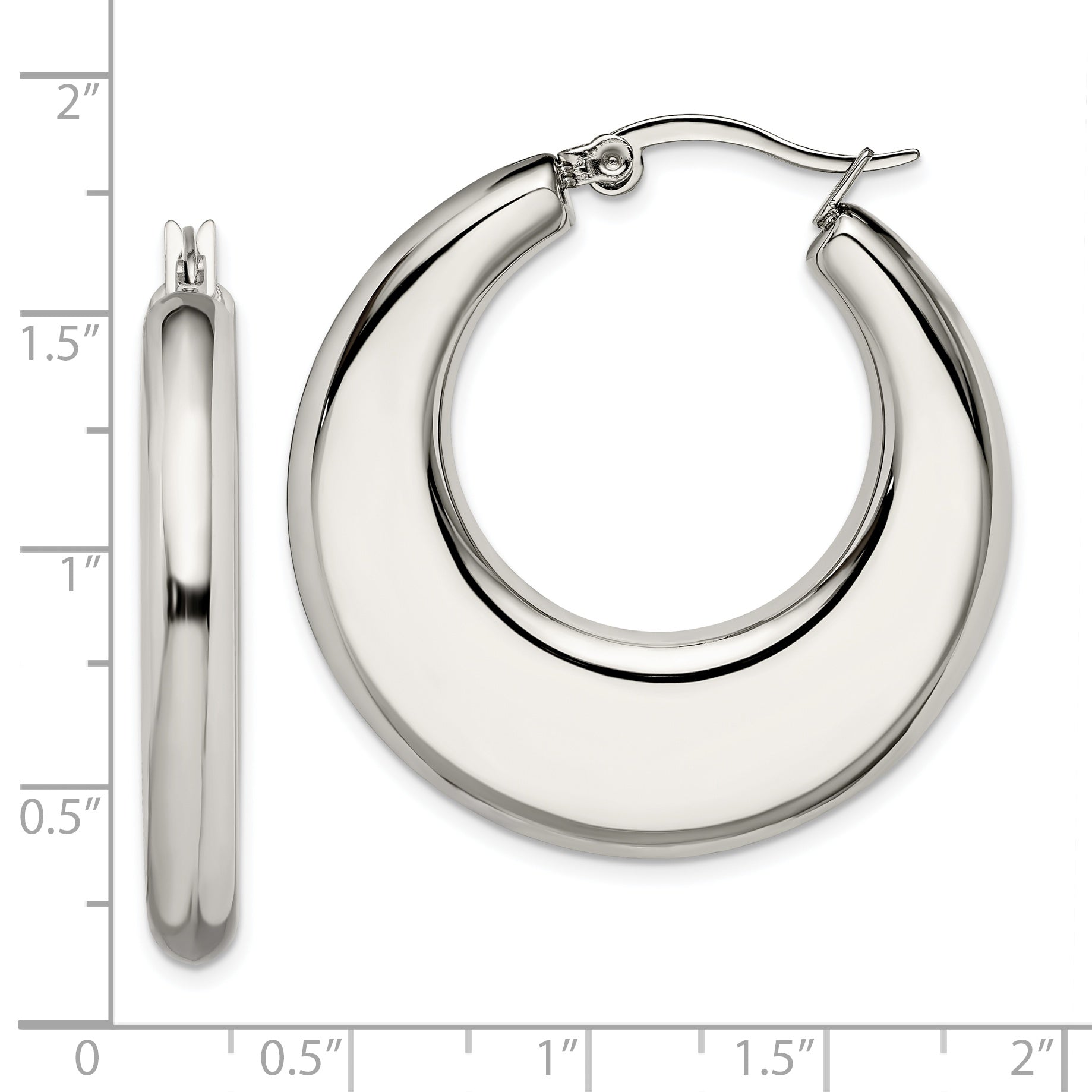 Stainless Steel 35mm Hollow Hoop Earrings SRE504