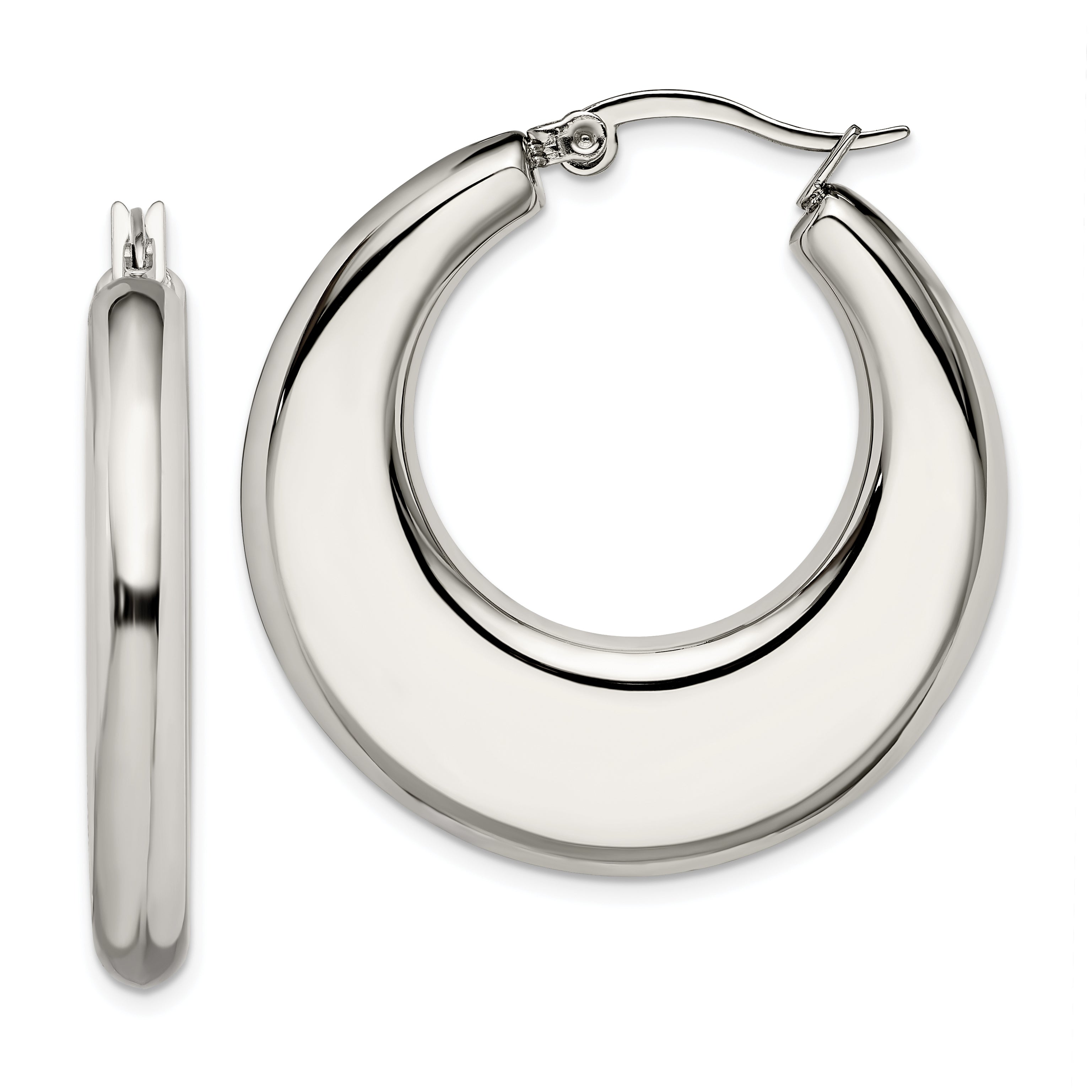 Stainless Steel 35mm Hollow Hoop Earrings SRE504