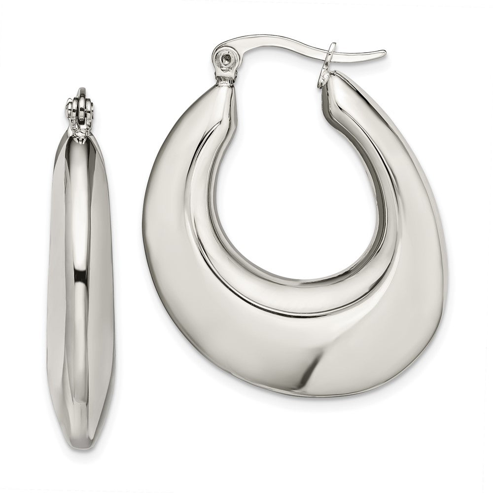 Chisel Stainless Steel Polished Teardrop Hollow Hoop Earrings