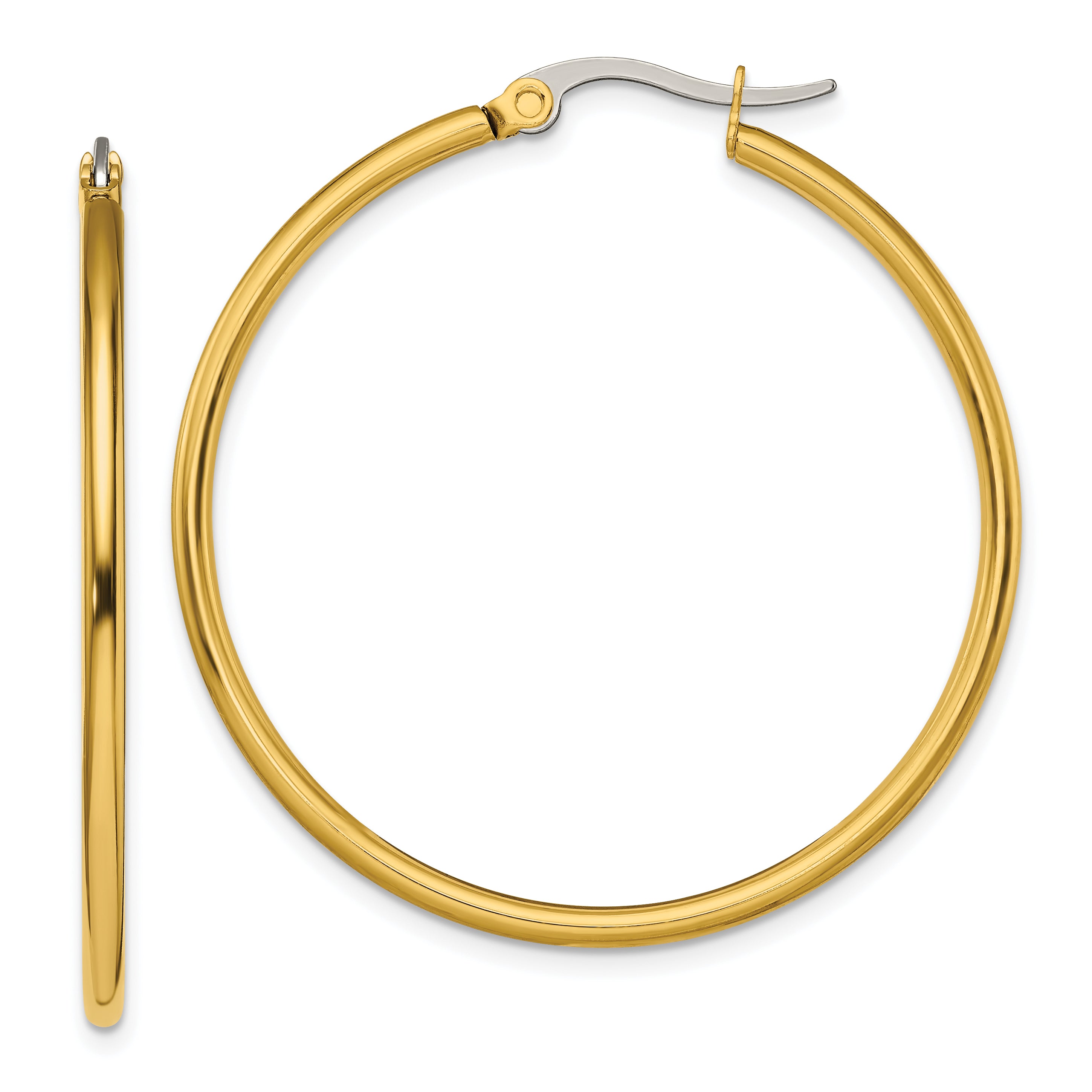 Stainless Steel Gold IP plated 40mm Hoop Earrings SRE561