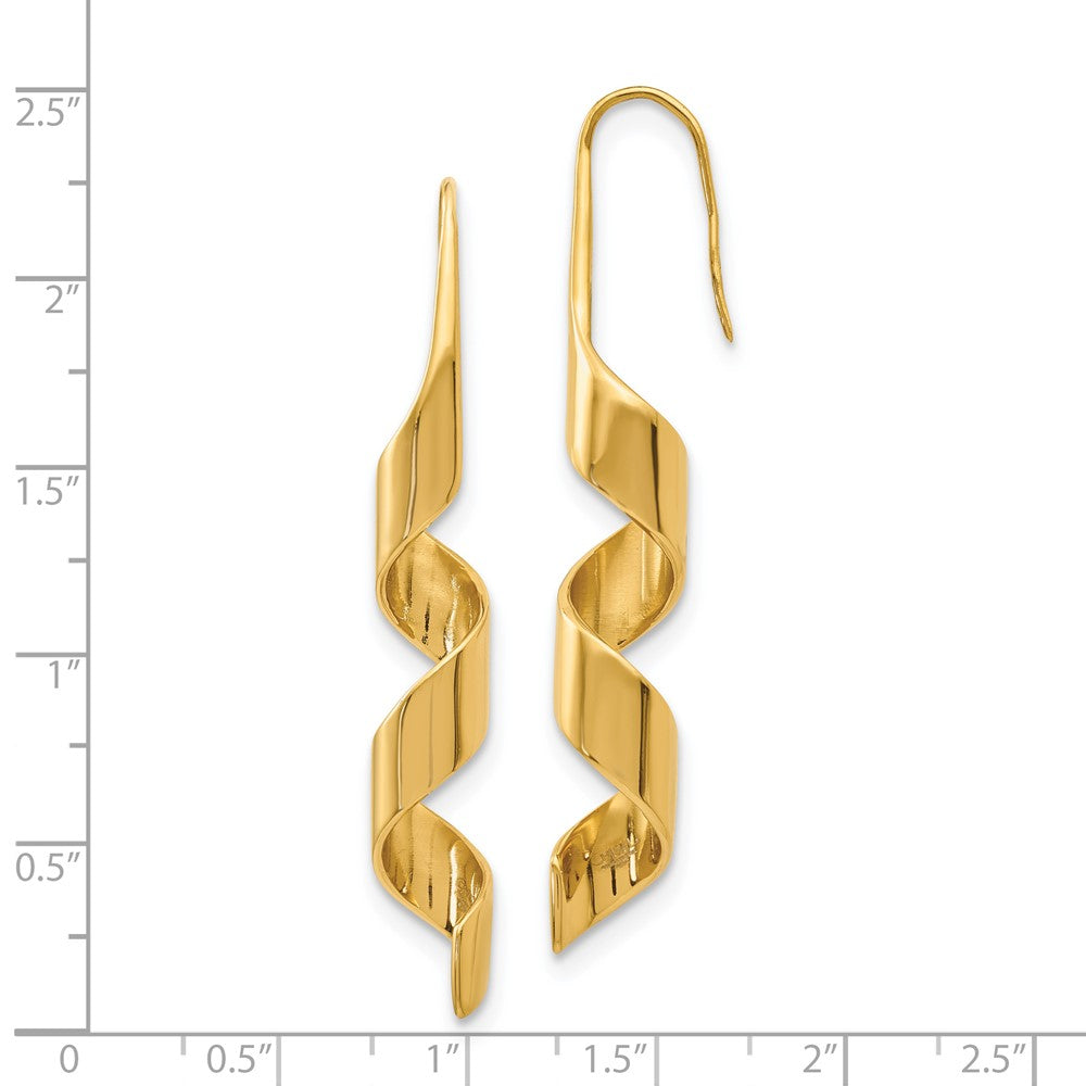 Chisel Stainless Steel Polished Yellow IP-plated Swirl Shepherd Hook Earrings