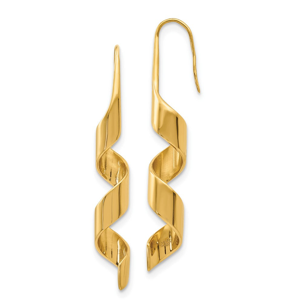 Chisel Stainless Steel Polished Yellow IP-plated Swirl Shepherd Hook Earrings