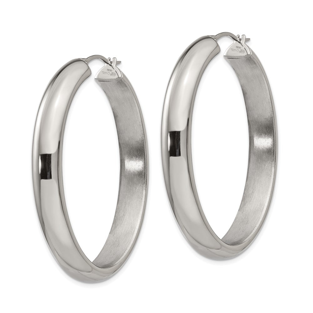 Chisel Stainless Steel Polished Hollow Oval Hoop Earrings