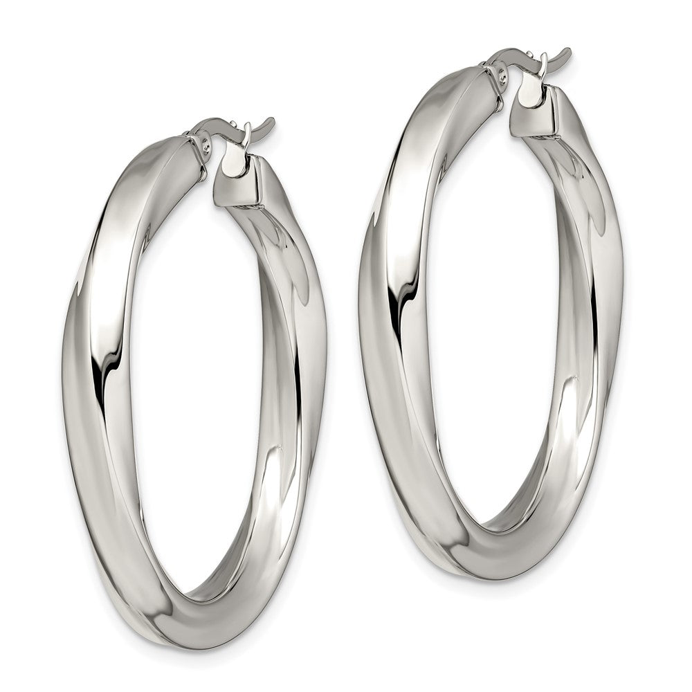 Chisel Stainless Steel Polished Hollow Twisted Hoop Earrings