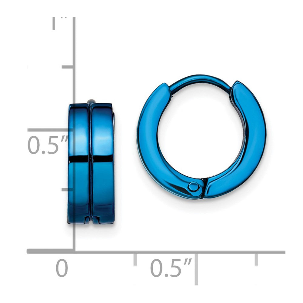 Chisel Stainless Steel Polished Blue IP-plated 5mm Hinged Hoop Earrings