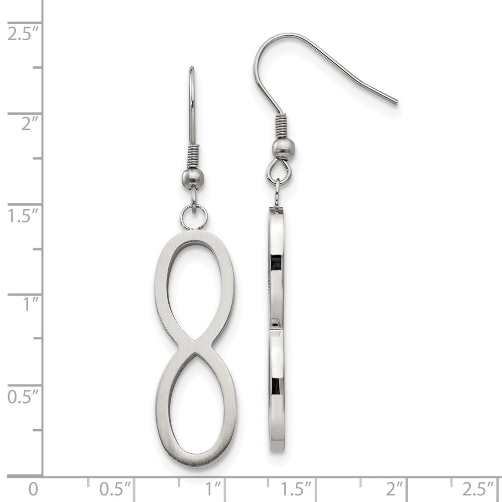 Chisel Stainless Steel Brushed and Polished Infinity Dangle Shepherd Hook Earrings