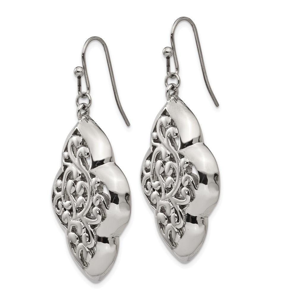 Stainless Steel Polished Dangle Shepherd Hook Earrings