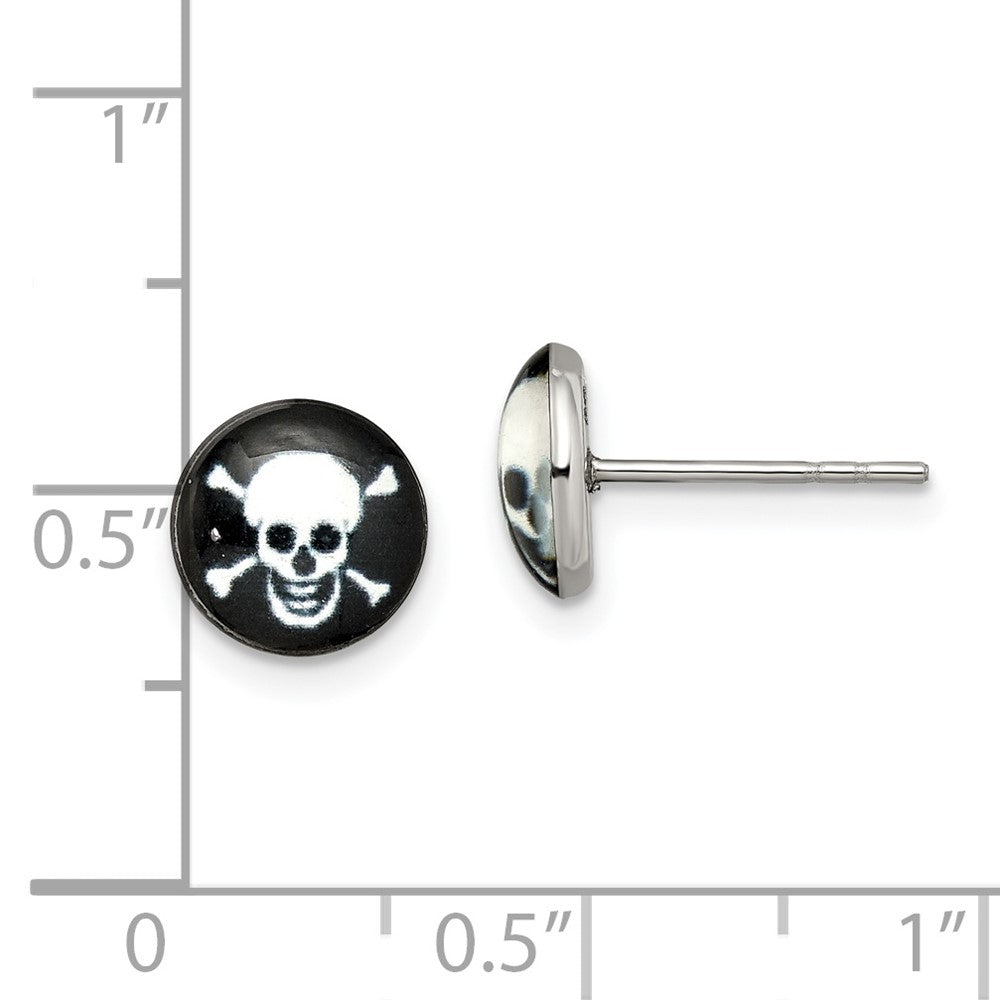 Chisel Stainless Steel Polished Skull Epoxy Post Earrings