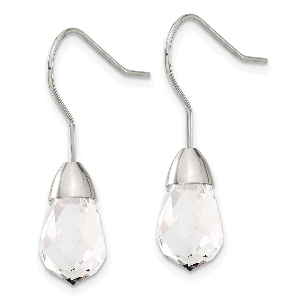 Stainless Steel Polished Glass Shepherd Hook Earrings