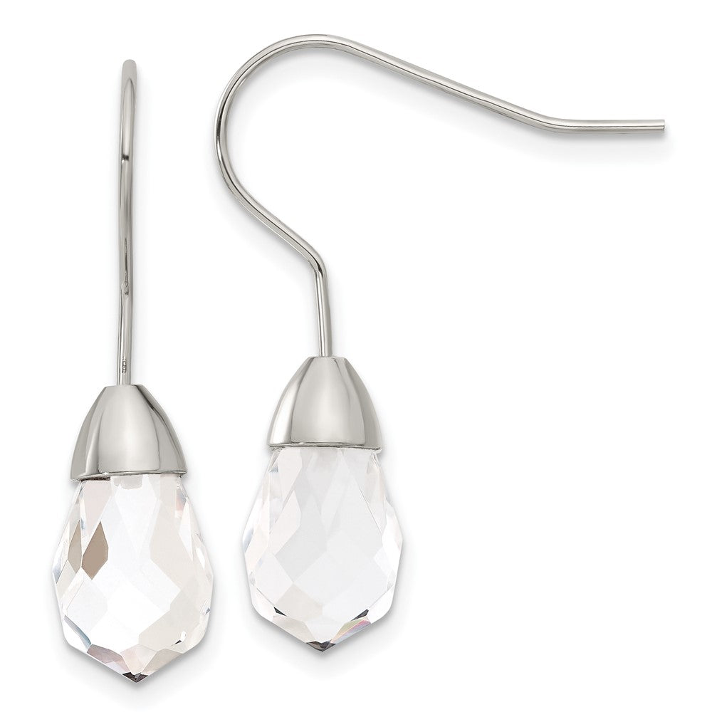 Stainless Steel Polished Glass Shepherd Hook Earrings