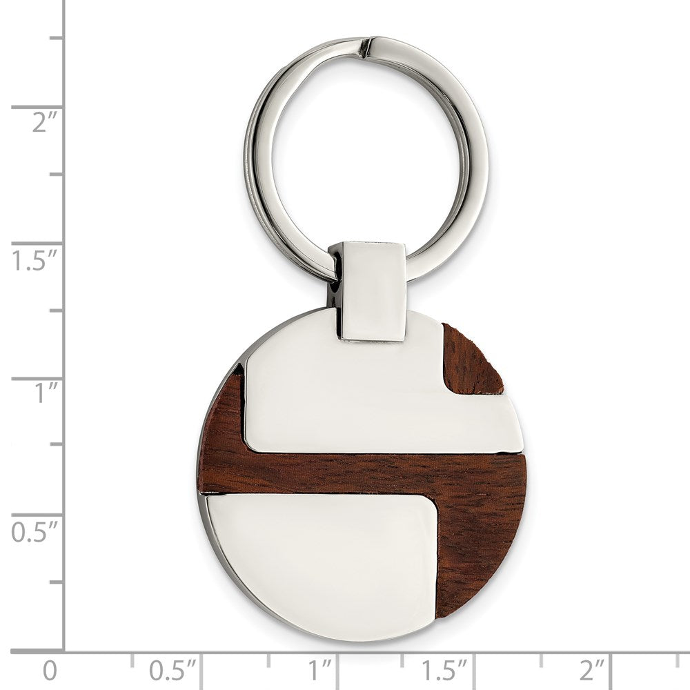 Chisel Stainless Steel Polished Wood Inlay Key Ring