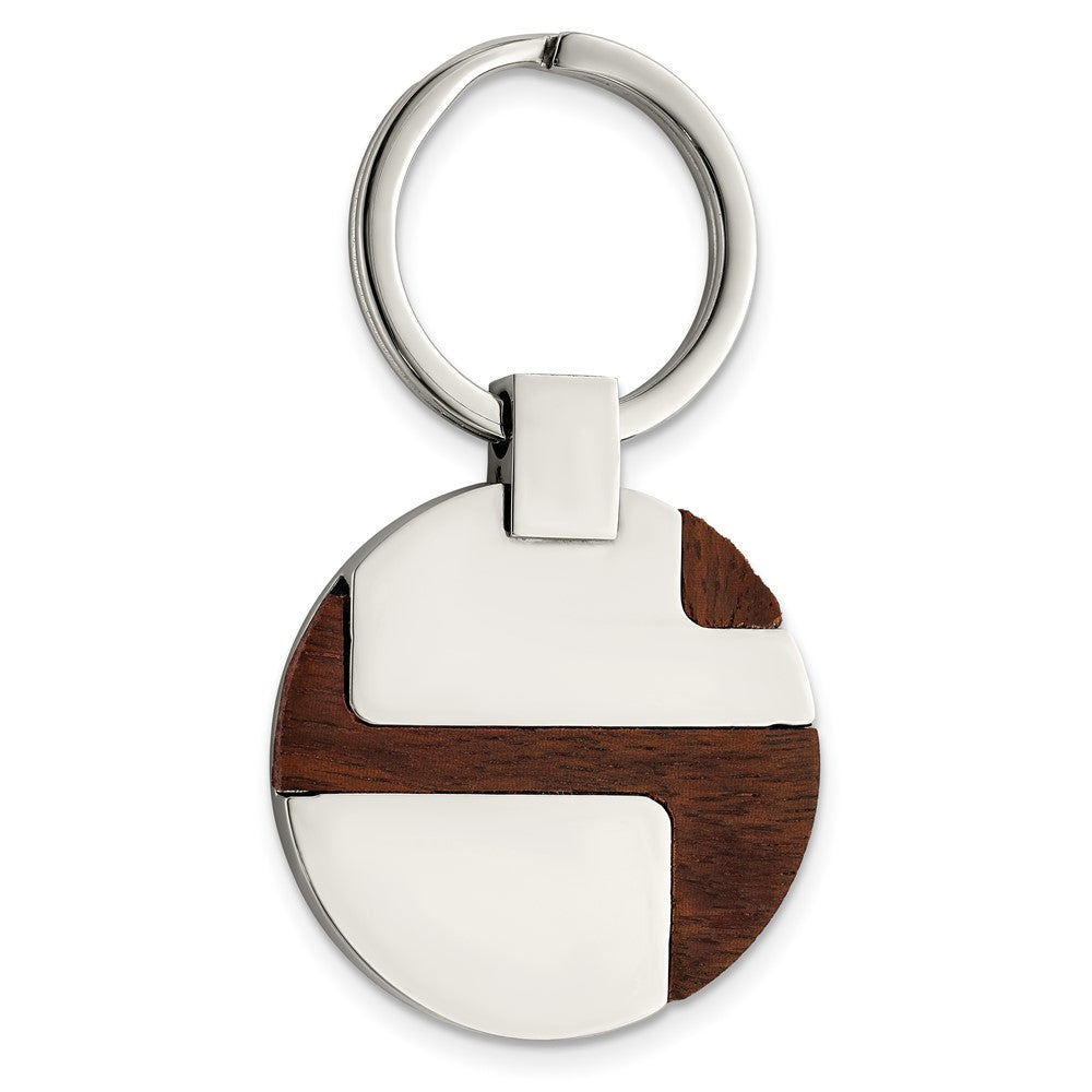 Chisel Stainless Steel Polished Wood Inlay Key Ring