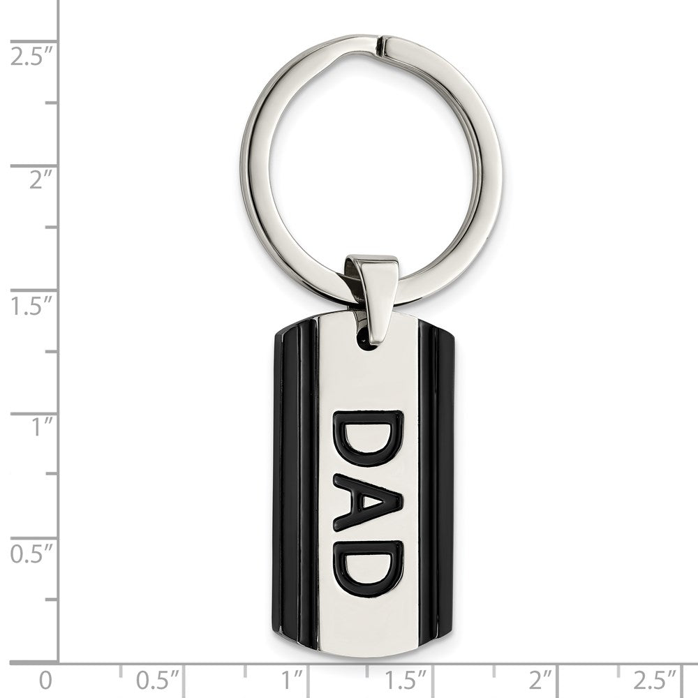 Chisel Stainless Steel Polished Black IP-plated Dad Key Ring