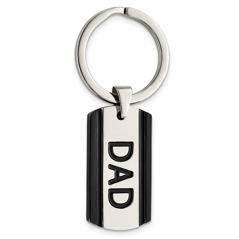 Chisel Stainless Steel Polished Black IP-plated Dad Key Ring