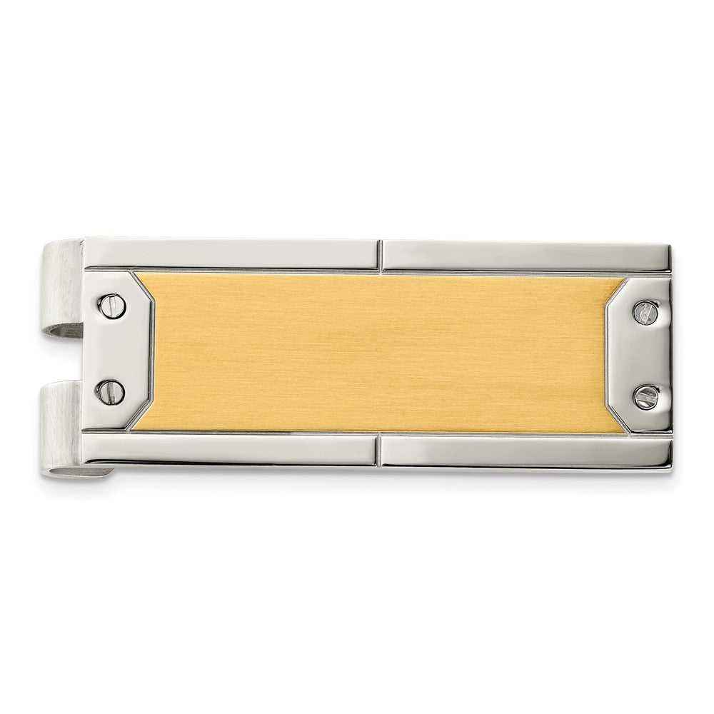 Chisel Stainless Steel Brushed and Polished Yellow IP-plated Money Clip