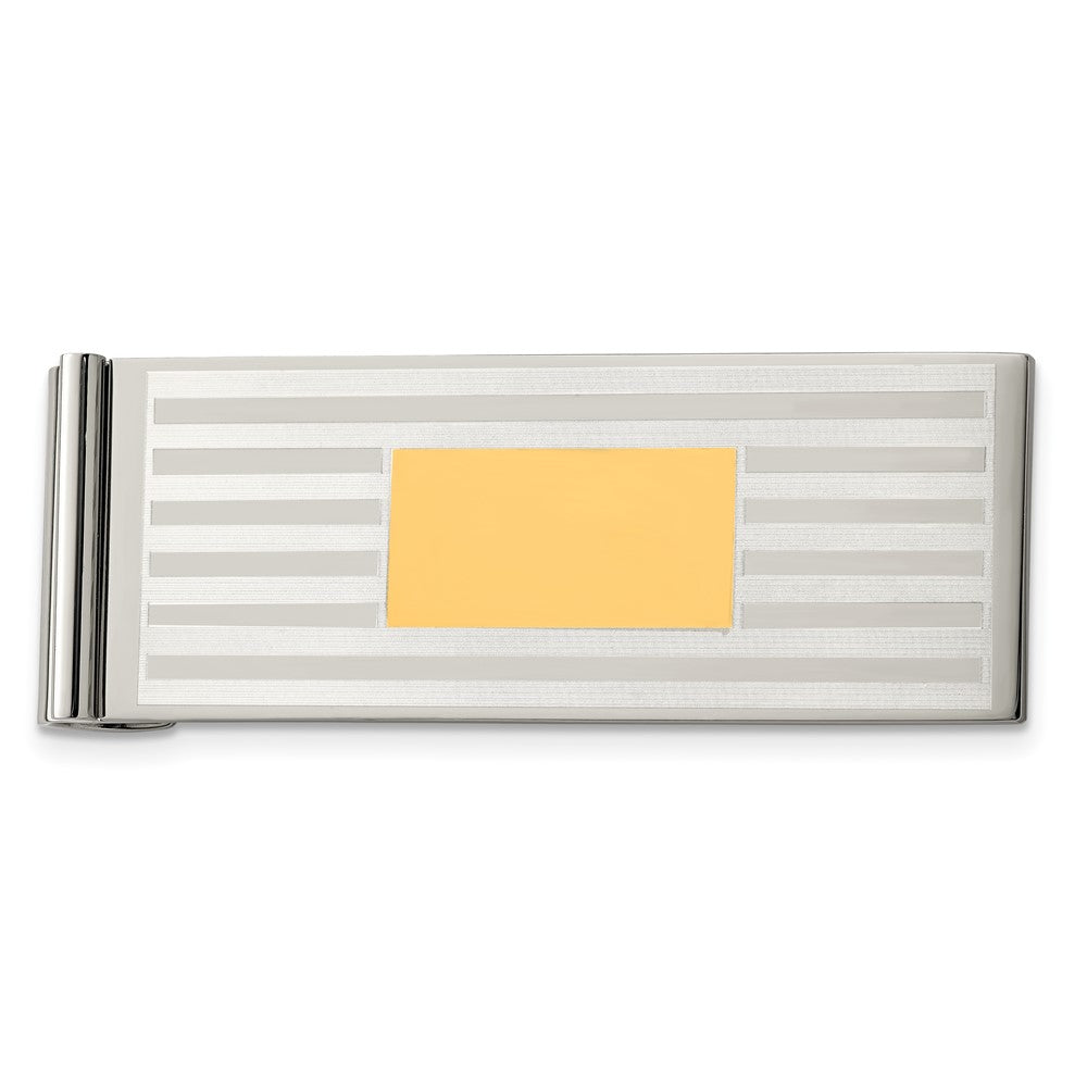 Chisel Stainless Steel Brushed and Polished Yellow IP-plated Money Clip