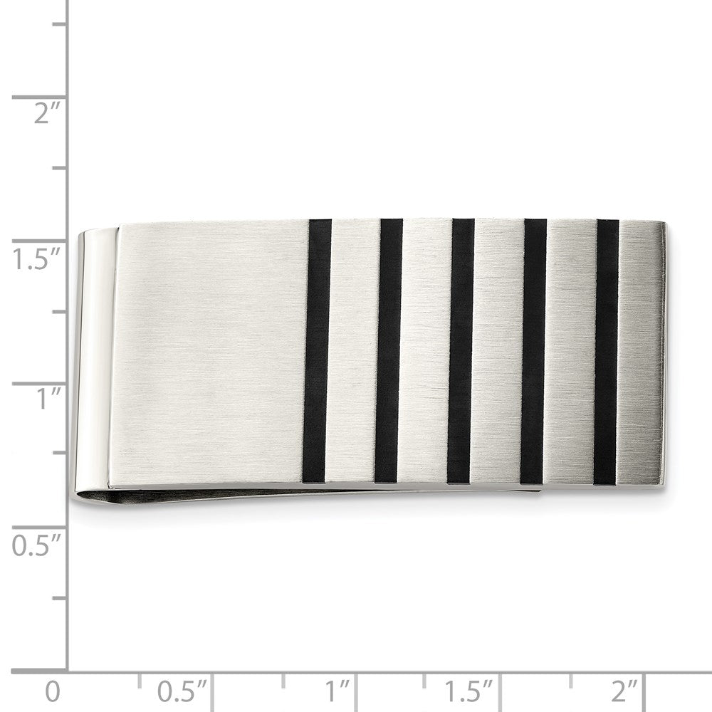 Chisel Stainless Steel Brushed Black Rubber Accents Money Clip