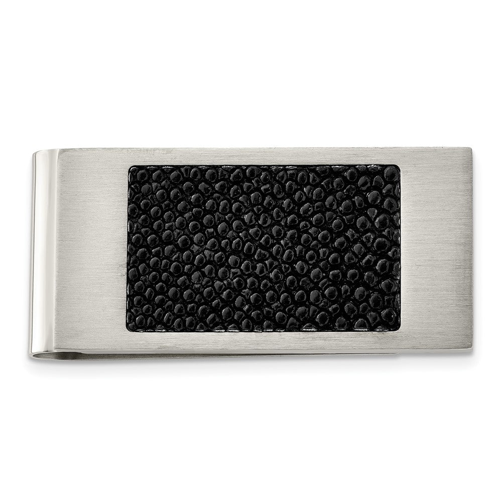 Chisel Stainless Steel Brushed Genuine Black Stingray Money Clip