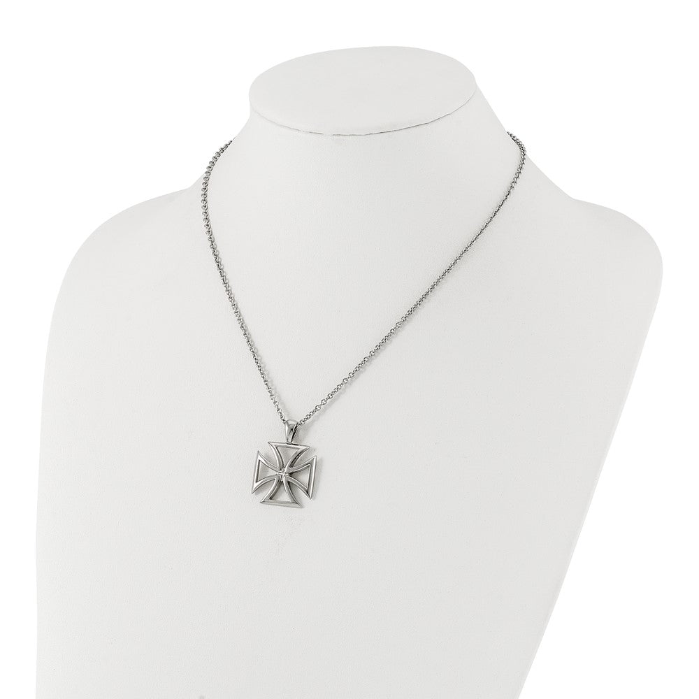 Stainless Steel Polished Cross Pendant Necklace