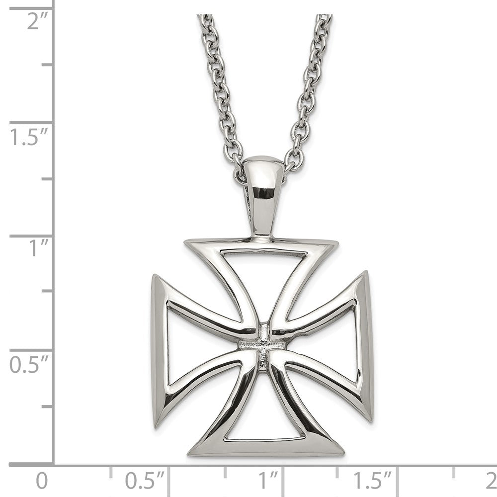 Stainless Steel Polished Cross Pendant Necklace