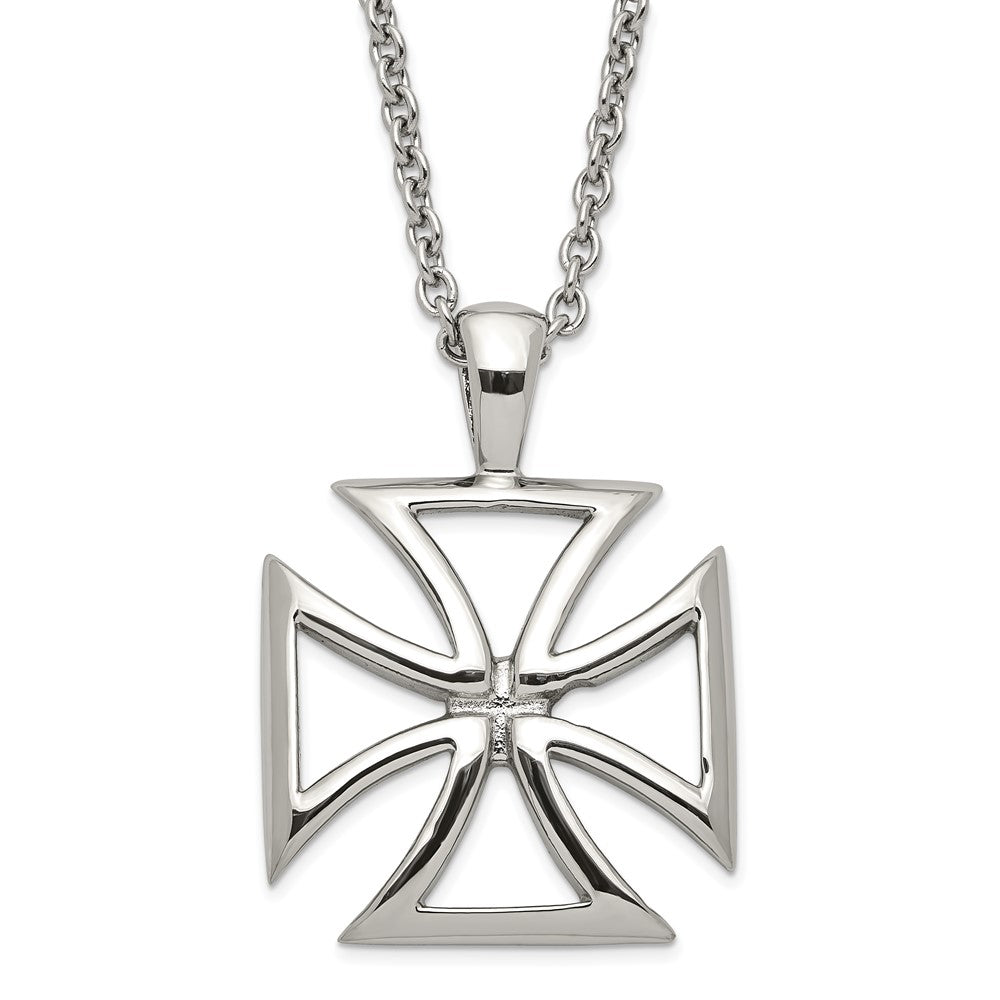 Stainless Steel Polished Cross Pendant Necklace