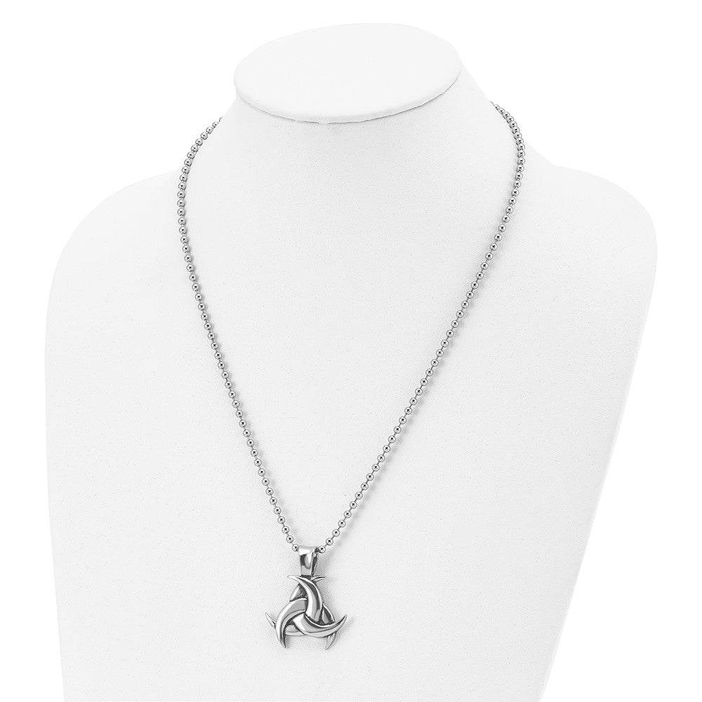 Chisel Stainless Steel Antiqued and Polished Celtic Knot Pendant on a 22 inch Ball Chain Necklace