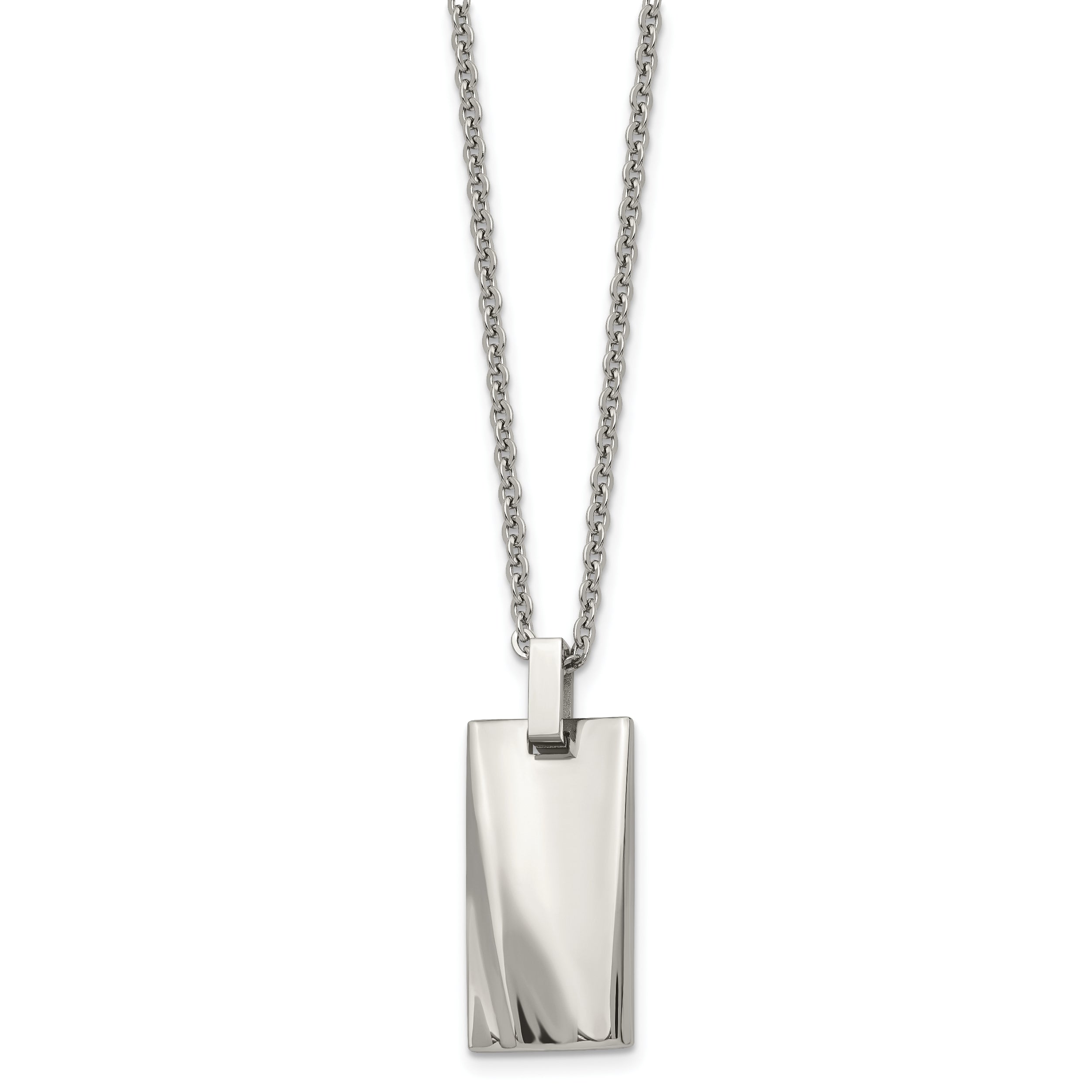 Stainless Steel Polished Concave 22in Necklace SRN1064