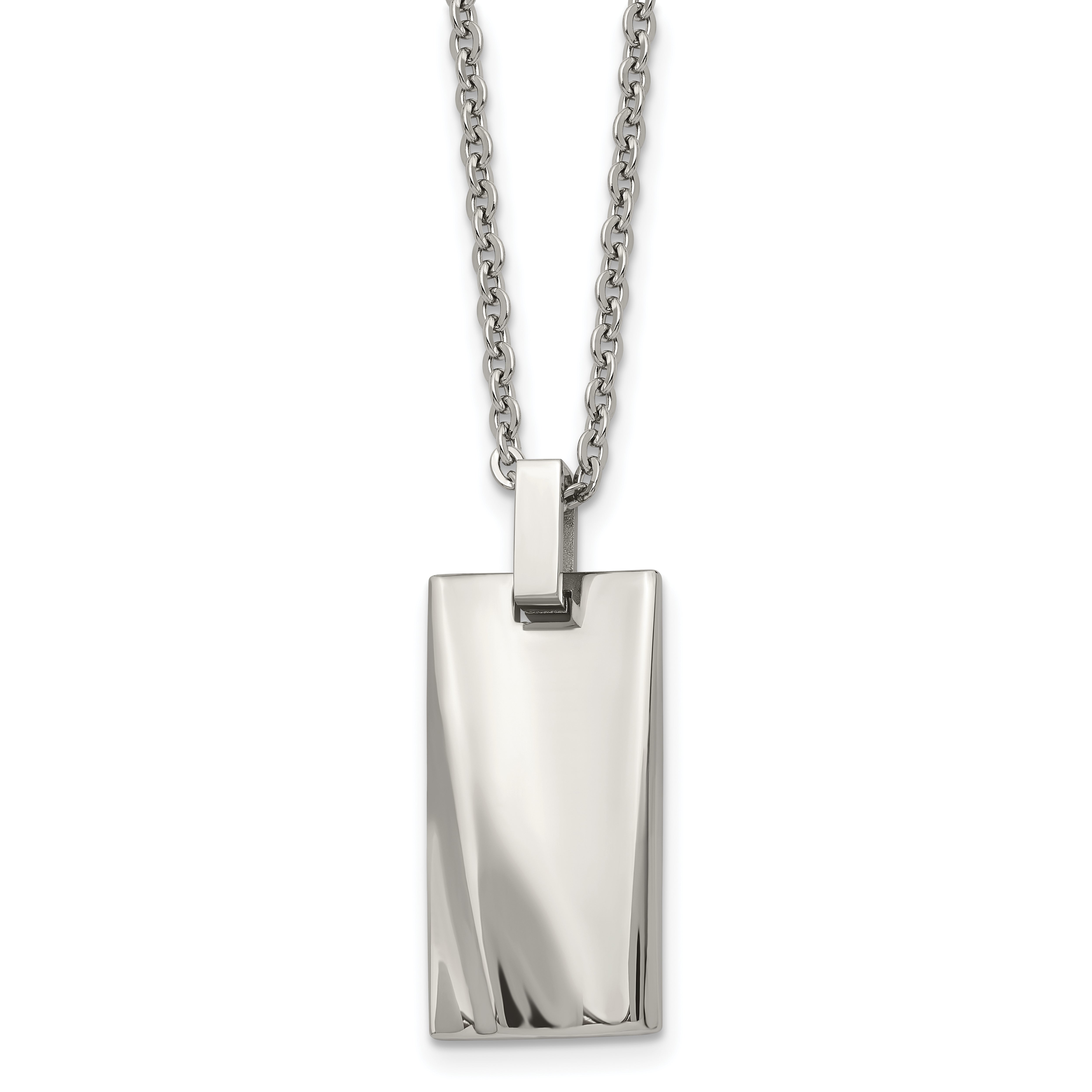 Stainless Steel Polished Concave 22in Necklace SRN1064