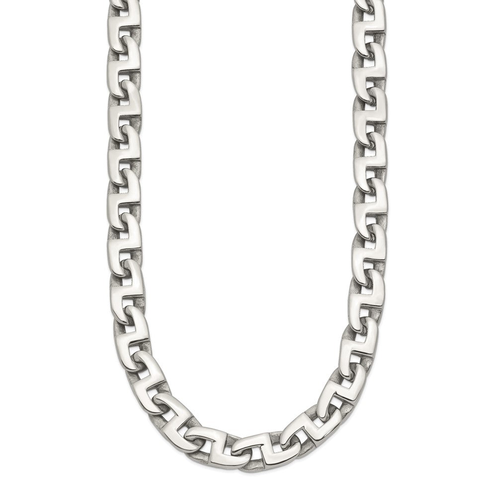 Chisel Stainless Steel Polished 24 inch Fancy Square Link Necklace