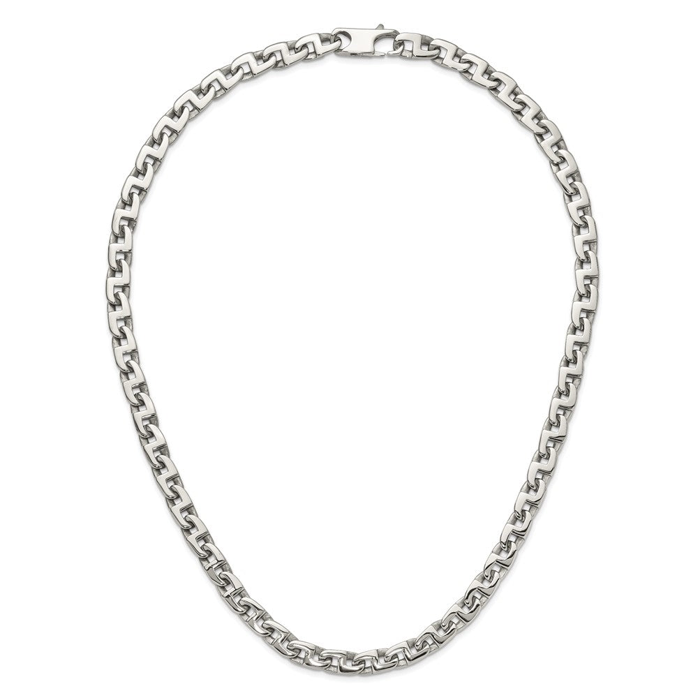 Chisel Stainless Steel Polished 24 inch Fancy Square Link Necklace