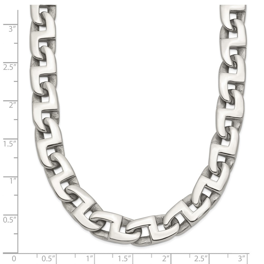 Chisel Stainless Steel Polished 24 inch Fancy Square Link Necklace