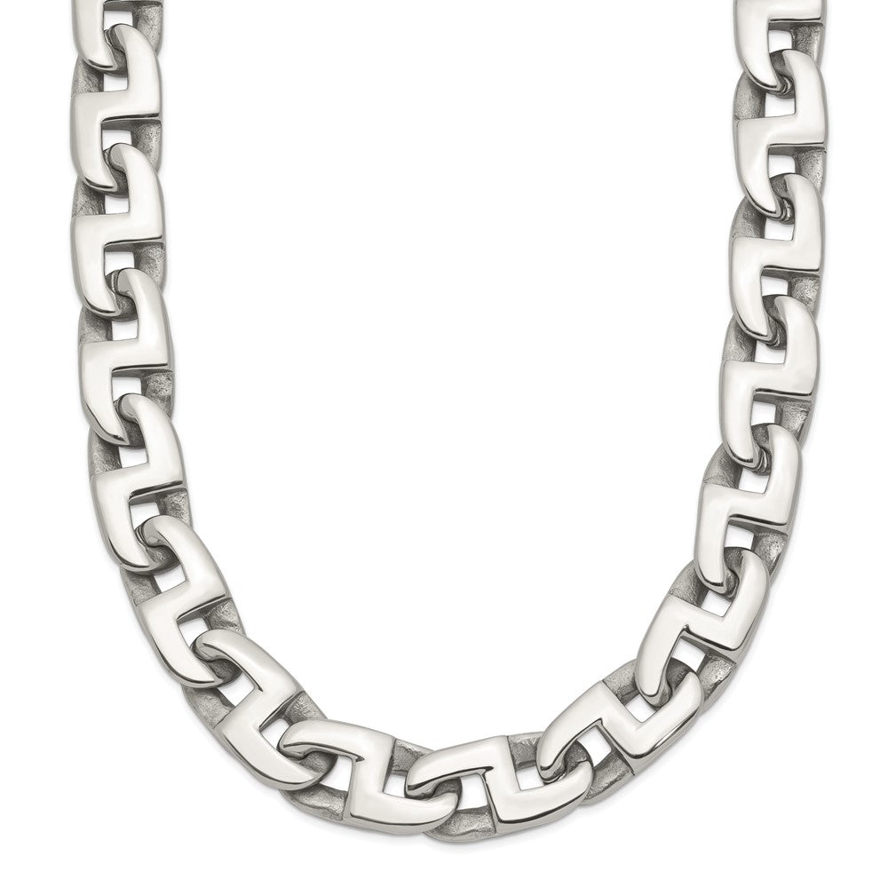 Chisel Stainless Steel Polished 24 inch Fancy Square Link Necklace