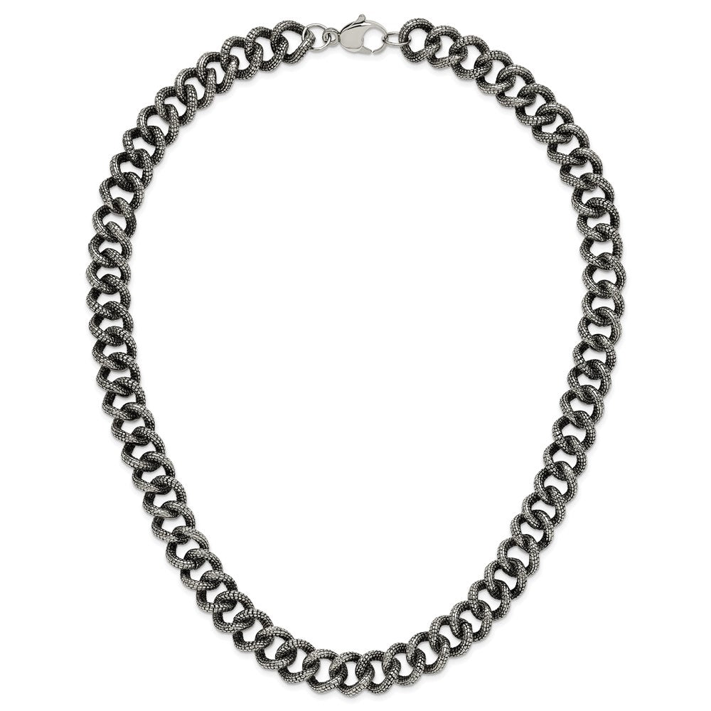 Chisel Stainless Steel Antiqued and Textured 24 inch Link Necklace