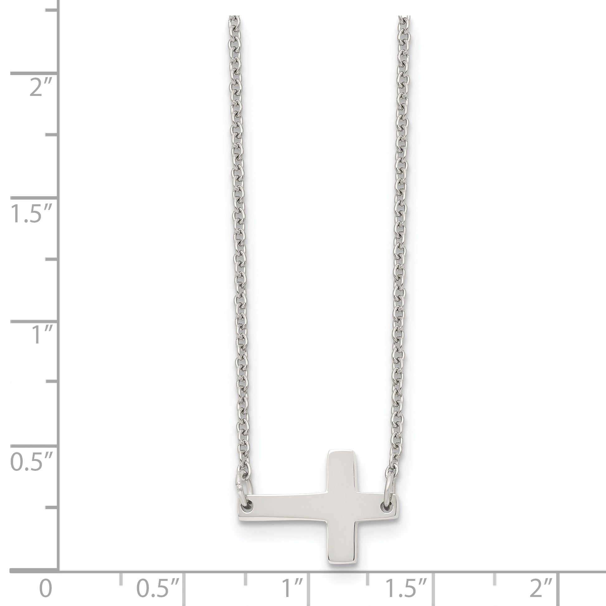 Stainless Steel Polished Sideways Cross Necklace SRN1209