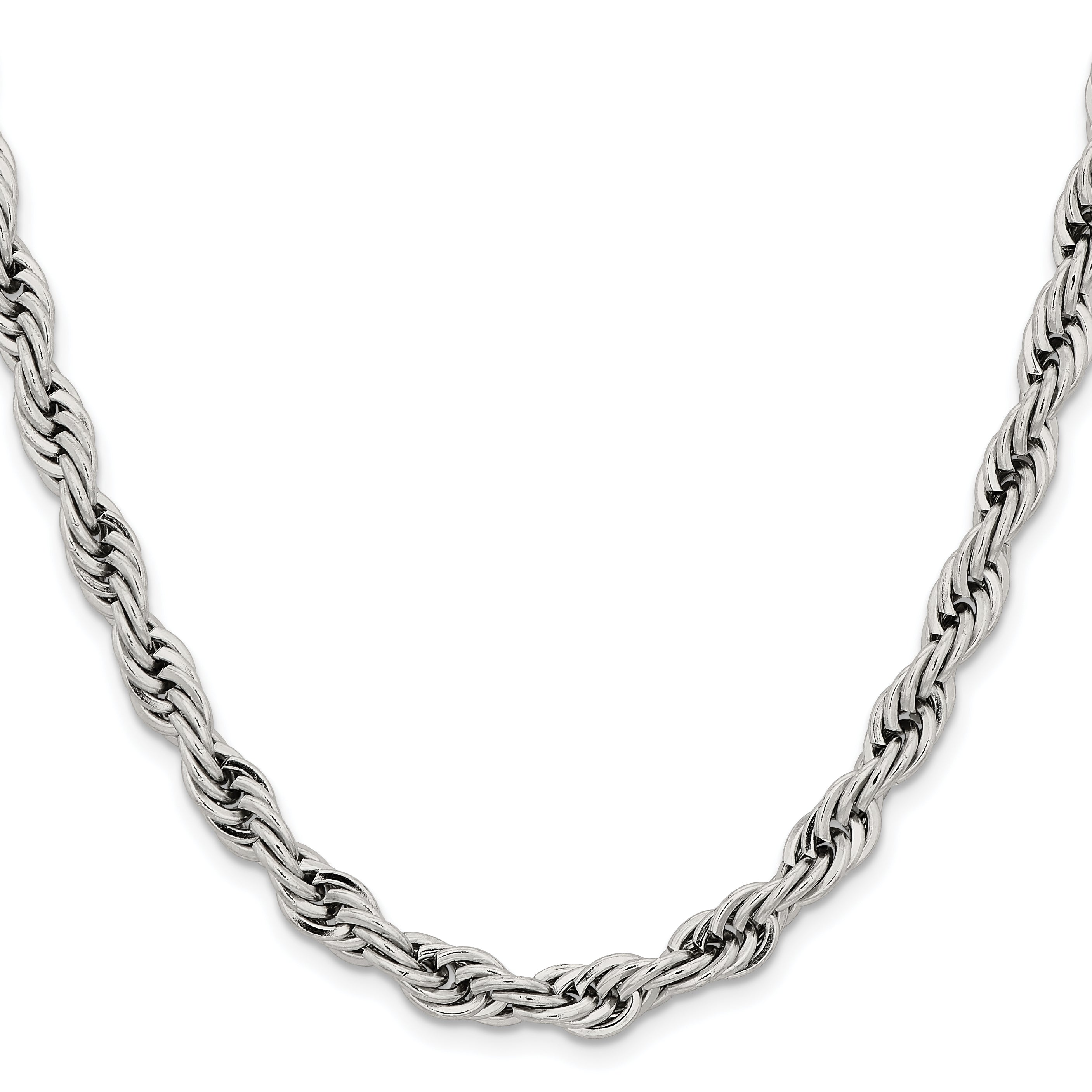 Stainless Steel Polished 7mm Rope Necklace SRN1244