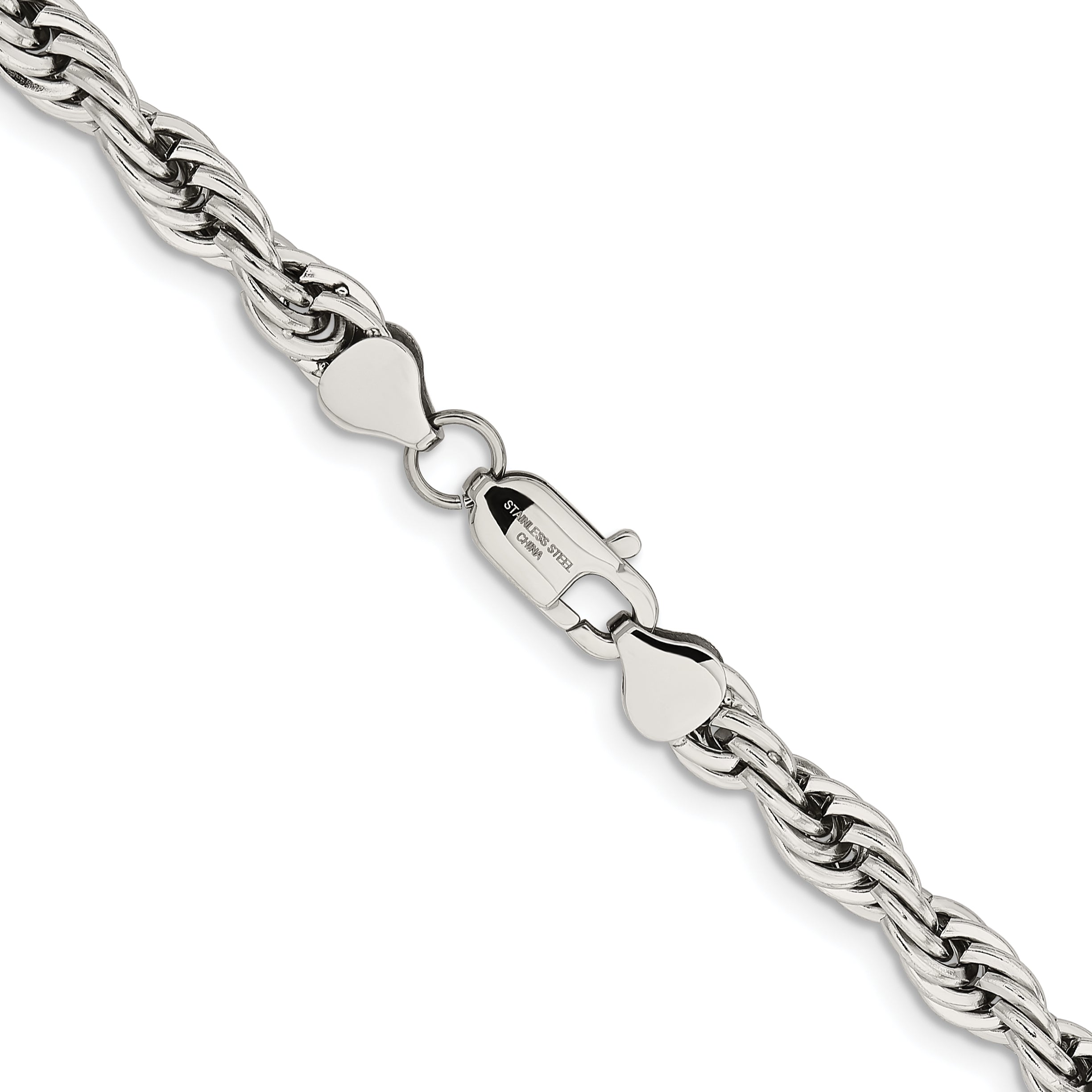 Stainless Steel Polished 7mm Rope Necklace SRN1244