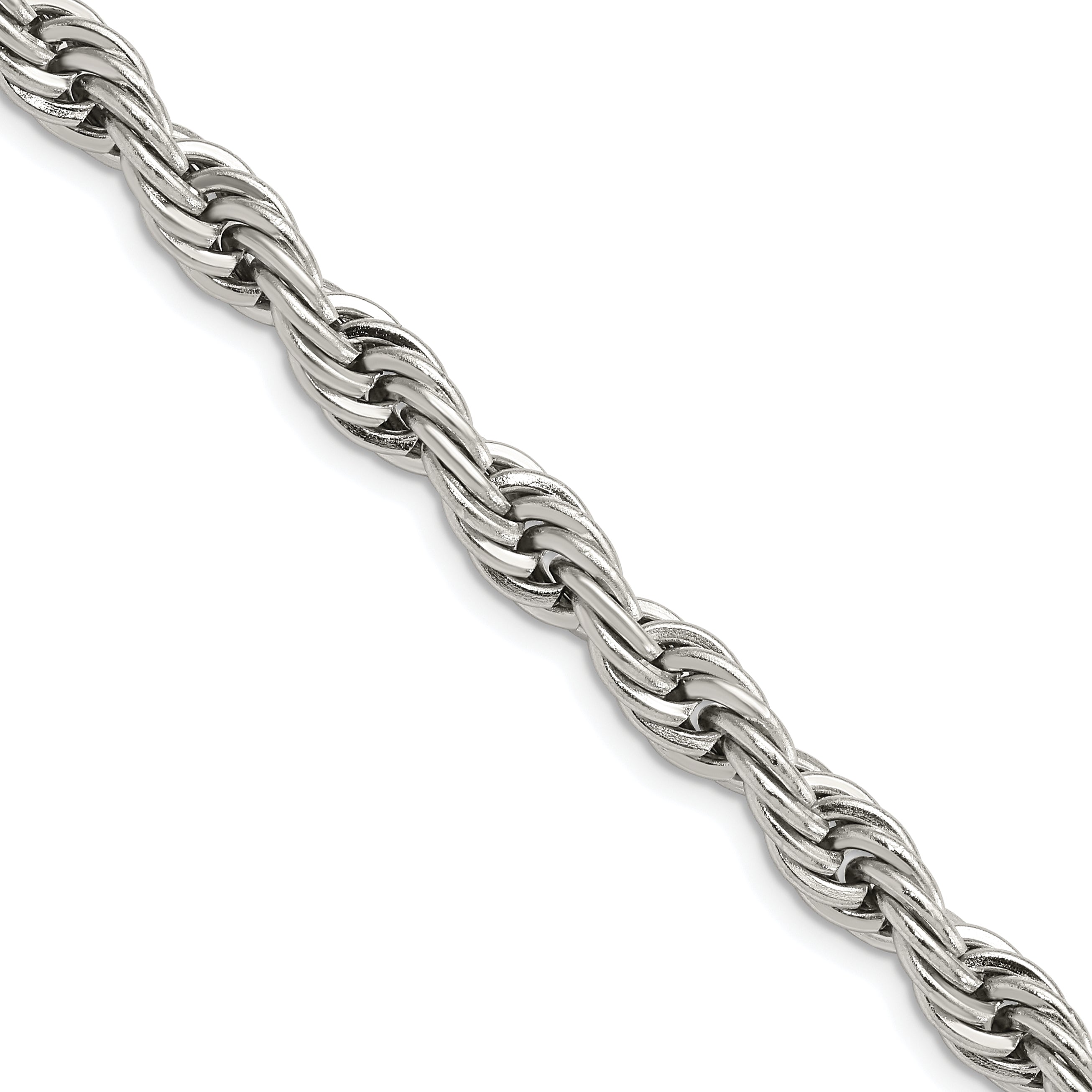 Stainless Steel Polished 7mm Rope Necklace SRN1244