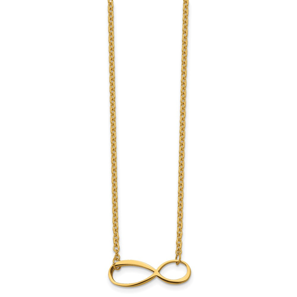 Chisel Stainless Steel Polished Yellow IP-plated Infinity Symbol on a 20 inch Cable Chain Necklace