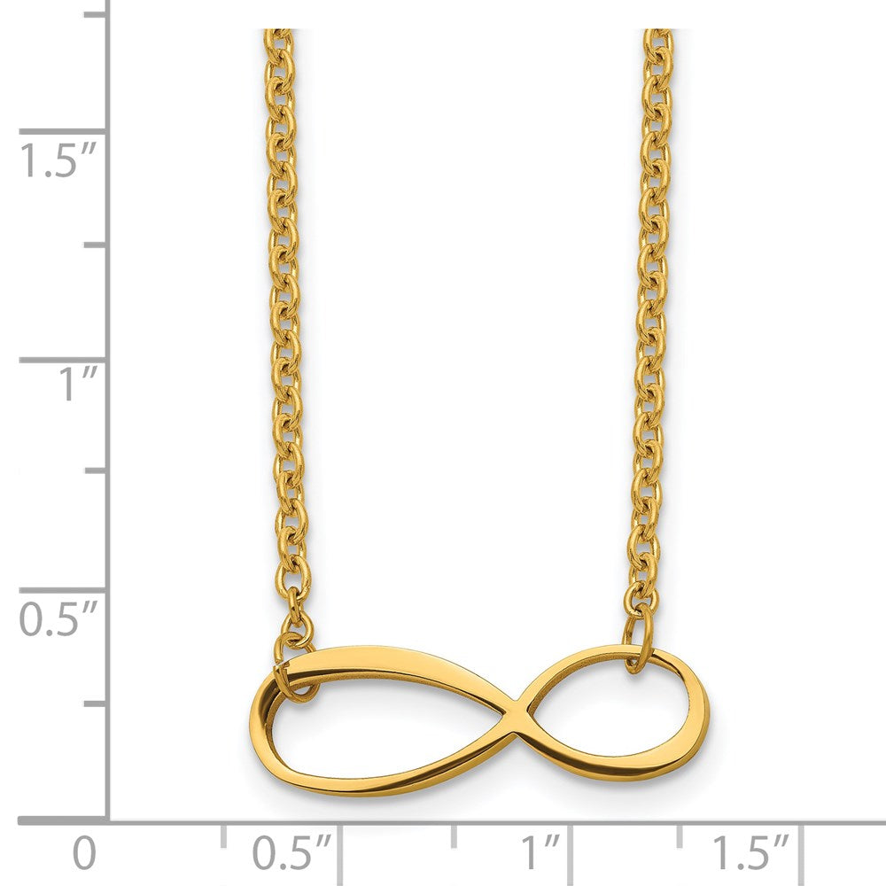 Chisel Stainless Steel Polished Yellow IP-plated Infinity Symbol on a 20 inch Cable Chain Necklace