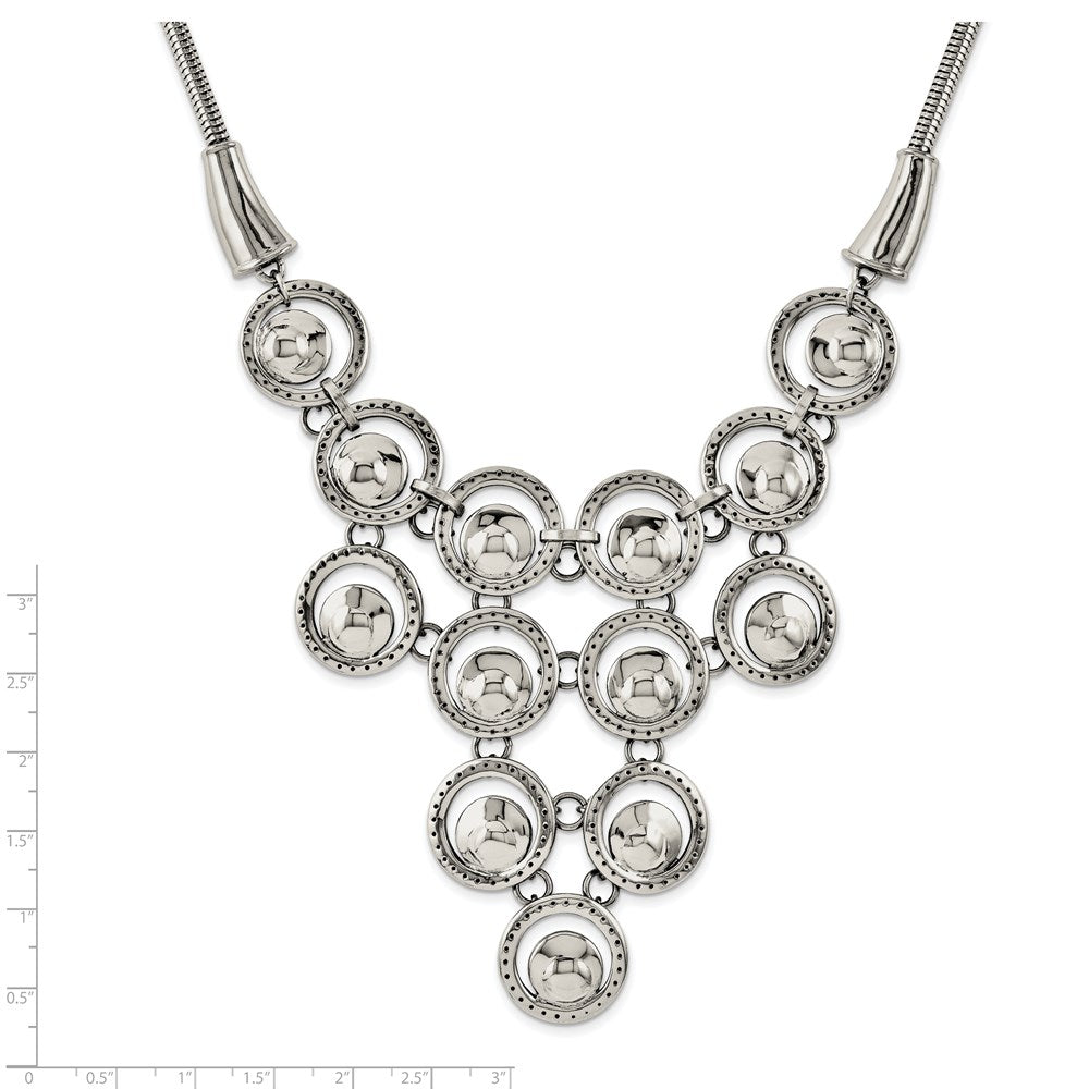 Stainless Steel Polished Multi-circle 19in w/2in ext Necklace