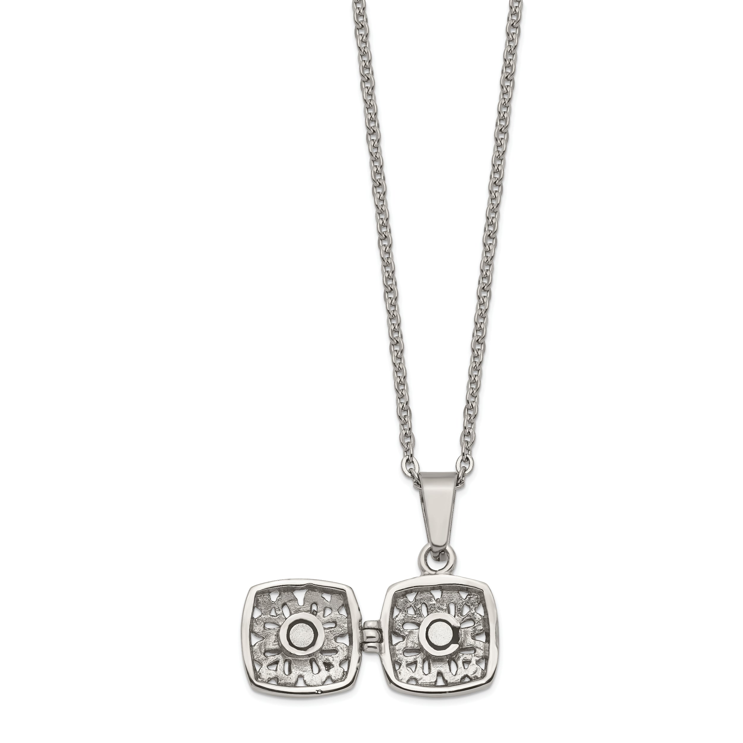 Stainless Steel Polished and Antiqued Magnetic Square Necklace SRN1384